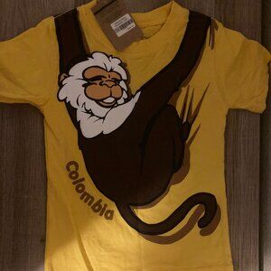 Colombia Souvenir T Shirt Kids 2 Morpho Yellow Monkey Graphic NEW Short Sleeve